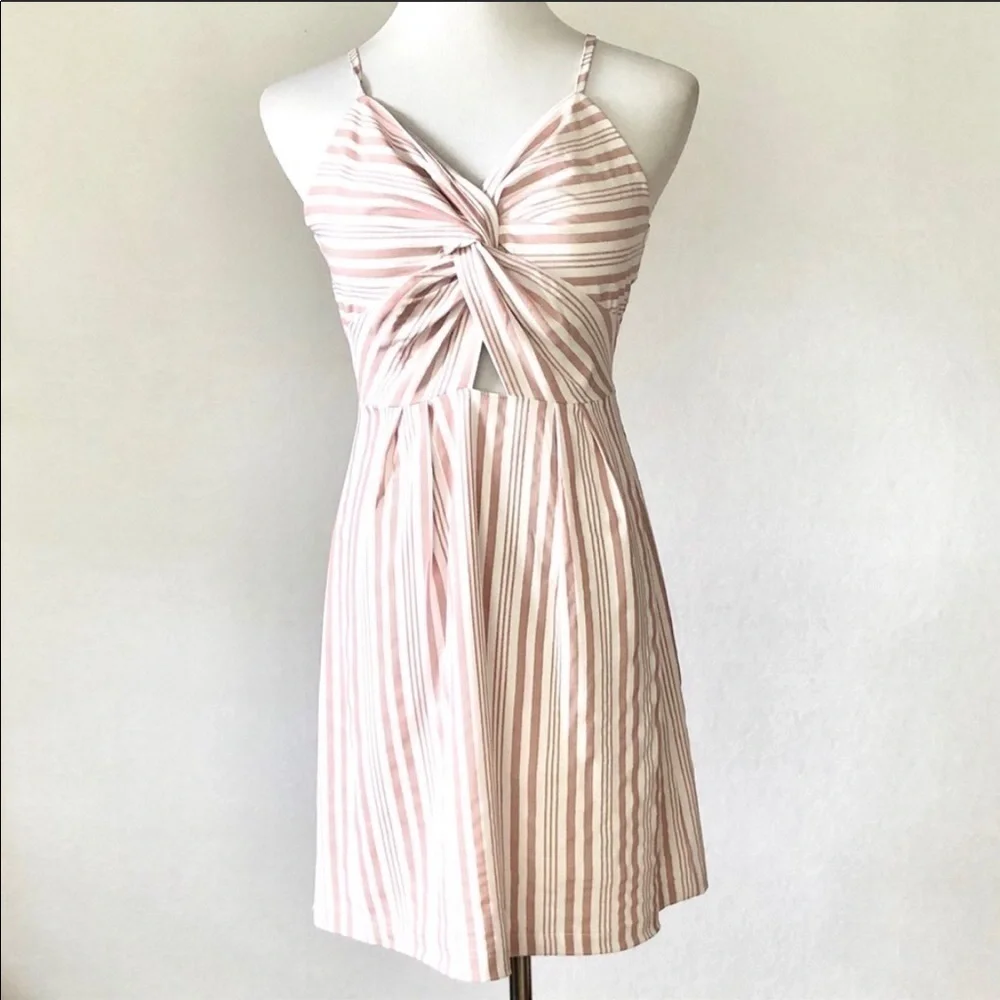 She and Sky Sleeveless Striped Knot Front …